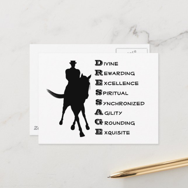 Dressage Is Horse And Rider Silhouette  Postcard (Front/Back In Situ)