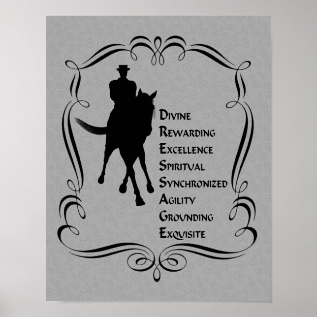 Dressage Is Horse And Rider Silhouette  Poster (Front)