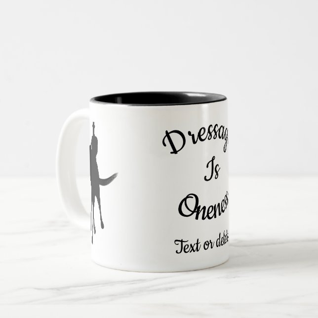 Dressage Is Oneness Horse Silhouette Personalised  Two-Tone Coffee Mug (Front Left)