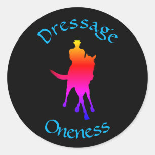 Dressage Is Oneness Rainbow Classic Round Sticker