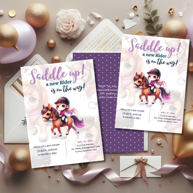 Dressage Rider Baby Girl Shower Horse Rider on Way (Creator Uploaded)