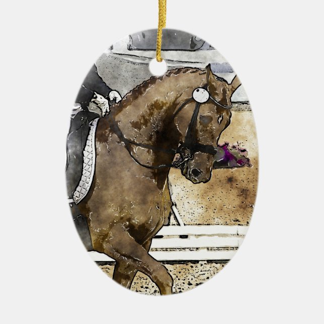 Dressage Rider Ceramic Tree Decoration (Front)