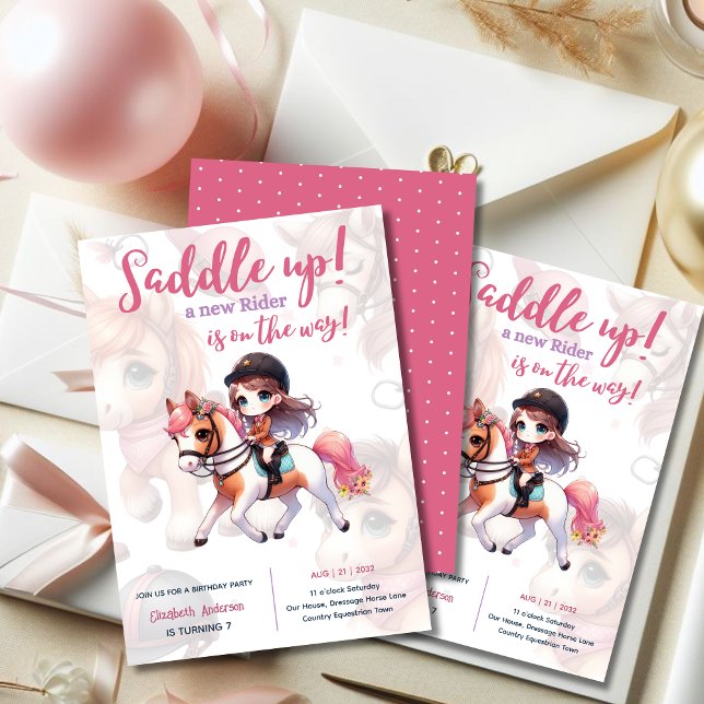 Dressage Rider Horse Girl Birthday Party Invitation (Creator Uploaded)