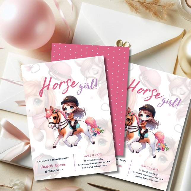 Dressage Rider Horse Girl Birthday Party Invitation (Creator Uploaded)