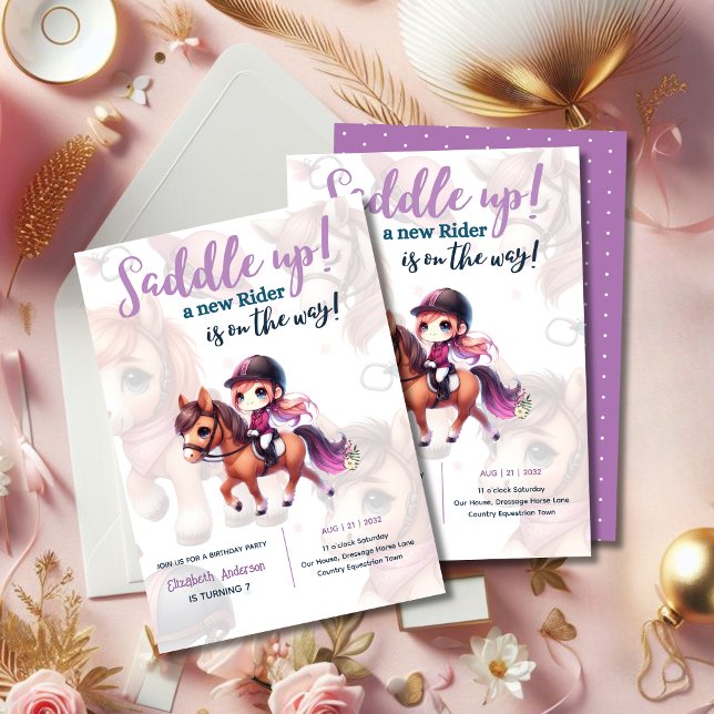 Dressage Rider Horse Girl Birthday Party Invitation (Creator Uploaded)