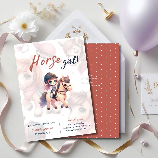 Dressage Rider Horse Girl Birthday Party Invitation (Creator Uploaded)