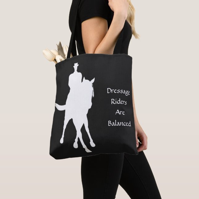 Dressage Riders Are Balanced Dark Tote Bag (Close Up)