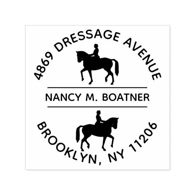 Dressage Round Return Address Self Inking Stamp (Design)