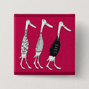 Dressed ducks 15 cm square badge