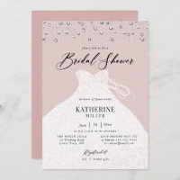 Dressed in Pearls Elegant Dress Pink Bridal Shower