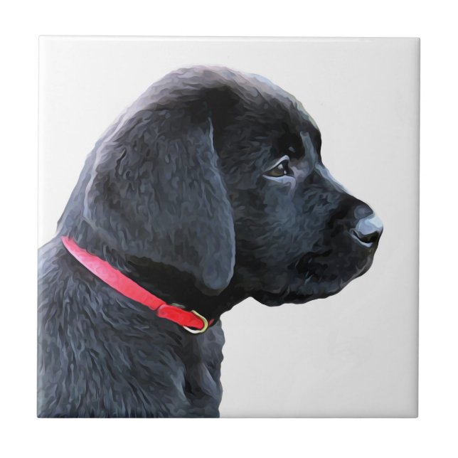 Dressed in Red - Black Lab Tile (Front)