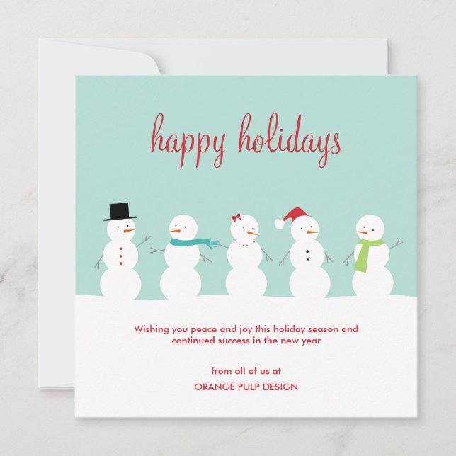 Dressed Snowmen Business Holiday Cards (Front)