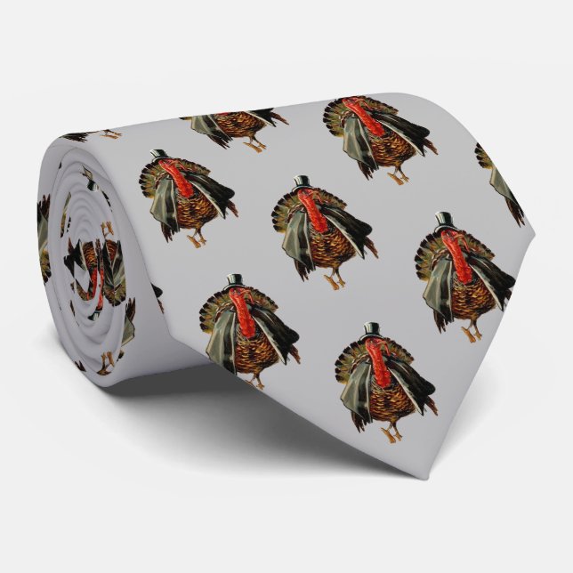 DRESSED THANKSGIVING TURKEY NECK TIE (Rolled)