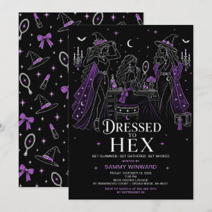 Dressed to Hex Witchy Halloween Girls Night Invitation