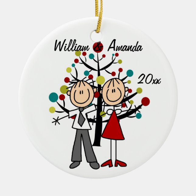 Dressed Up Couple Dated and Personalised Ornament (Front)