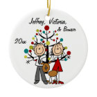 Dressed Up Couple With Dog Personalised Ornament