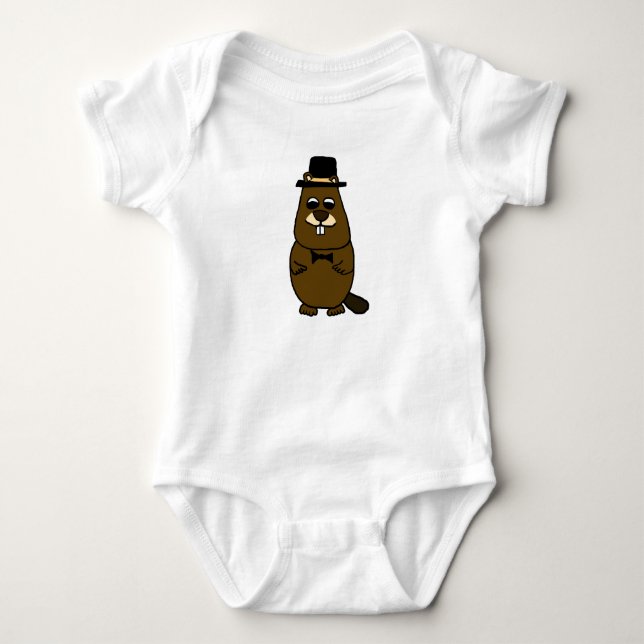 Dressed up Groundhog Baby Bodysuit (Front)
