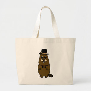 Dressed up Groundhog Large Tote Bag