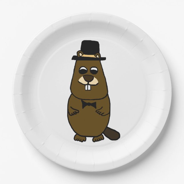 Dressed up Groundhog Paper Plate (Front)