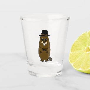 Dressed up Groundhog Shot Glass