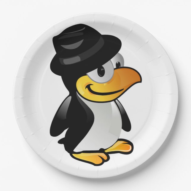 DRESSED UP PENGUIN PAPER PLATE (Front)