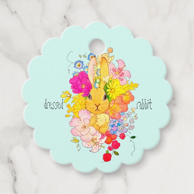 Dressed-up rabbit favour tags (Front)