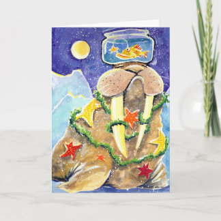 Dressed Up Walrus Holiday Card