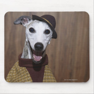 Dressed up Whippet dog at gambling table Mouse Mat