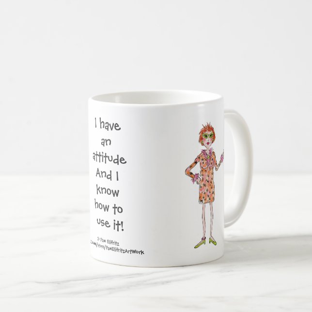 Dressed up working woman with an attitude coffee m coffee mug (Front Right)