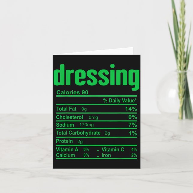Dressing Nutrition Facts Family Matching Christmas Card (Front)