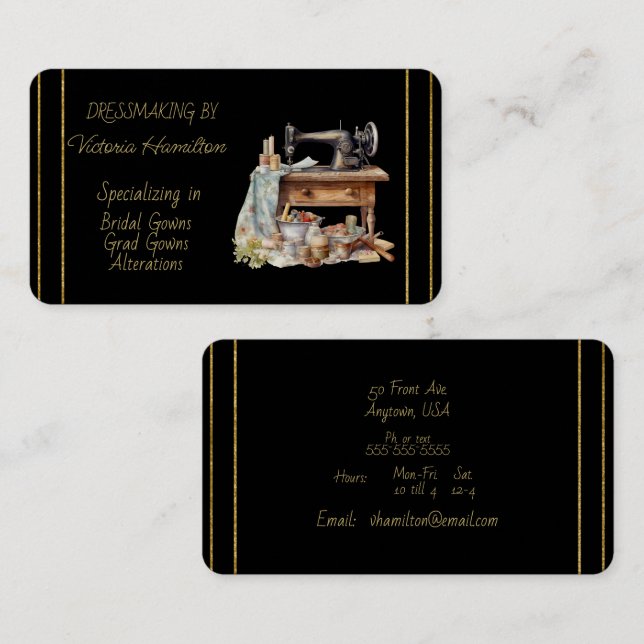 Dressmaker Bridal Gowns Grad Gowns Business Card (Front/Back)