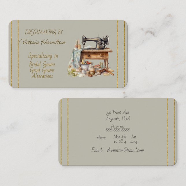 Dressmaker Bridal Gowns Grad Gowns Business Card (Front/Back)