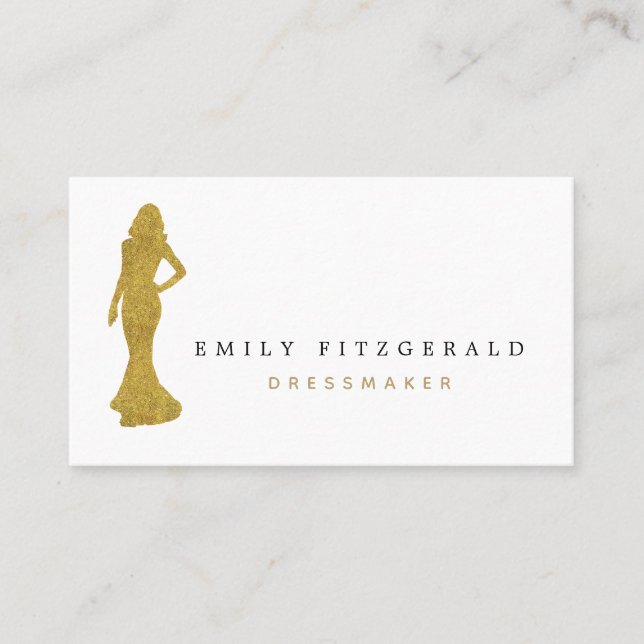 Dressmaker/Designer Gold & Black/silhouette Business Card (Front)