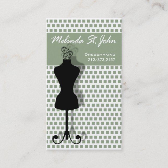 Dressmaker Mannequin Sewing Fashion Designer Business Card (Front)
