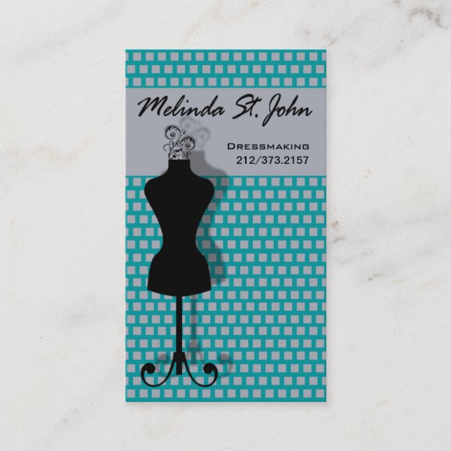 Dressmaker Mannequin Sewing Fashion Designer Business Card (Front)