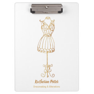 Dressmaker Seamstress Gold Glitter Mannequin Clipb Clipboard