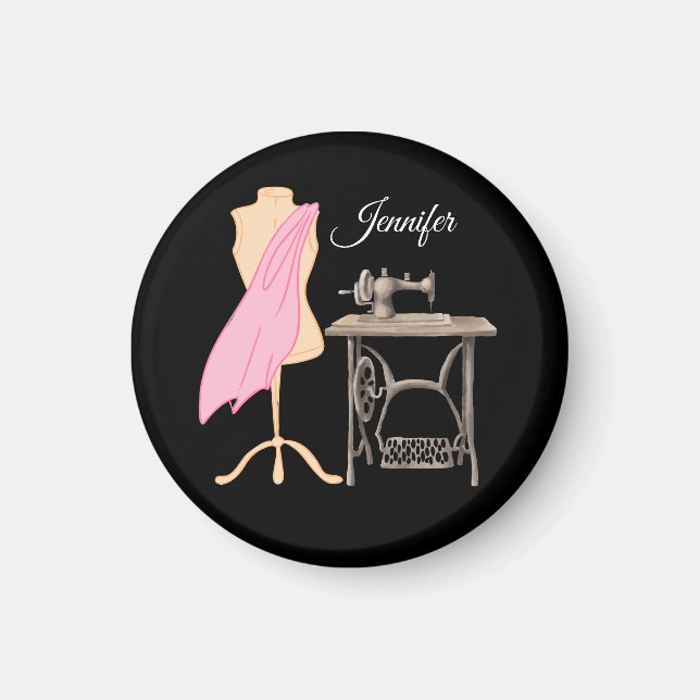 Dressmaker, Sewing Machine, Customisable Name Magnet (Front)