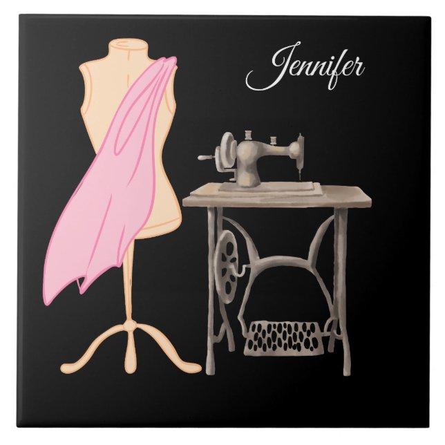 Dressmaker, Sewing Machine, Customisable Name Tile (Front)