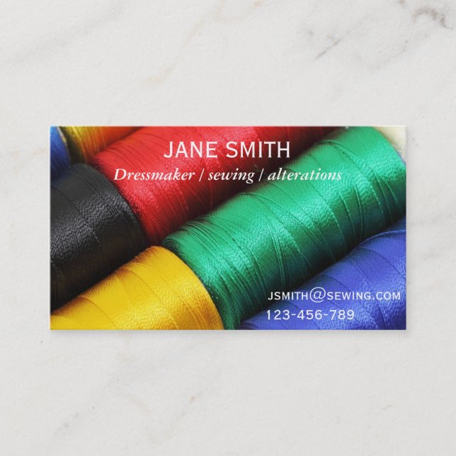Dressmaker, Sewing, tailor professional Business Card (Front)