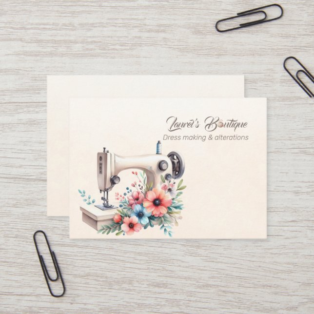 Dressmaking and Alterations Boutique  Business Card (Front/Back In Situ)