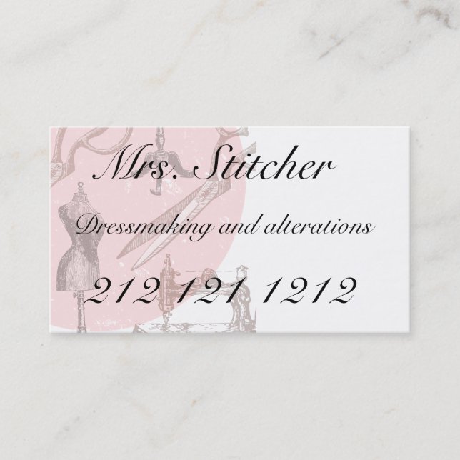 Dressmaking or sewing themed business card (Front)