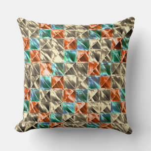  Dressy beige, mint and coral tiles or stained Cushion