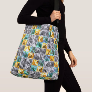 Dressy mint, golden and silver tiles or stained Crossbody Bag