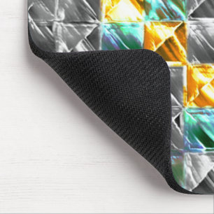 Dressy mint, golden and silver tiles or stained Mouse Mat