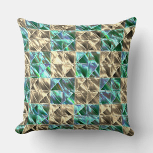 Dressy mint green to beige tiles or stained chess Cushion