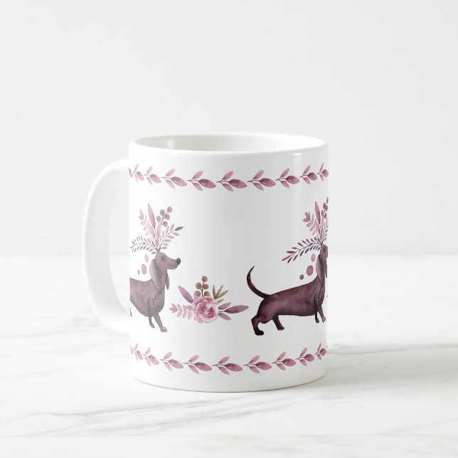 Dressy Purple Dachshunds Custom Mug (Front Left)