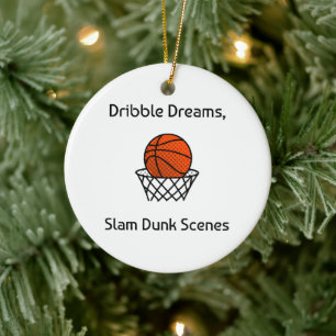 Dribble Dreams, Slam Dunk Scenes Basketball Ceramic Tree Decoration