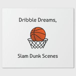 Dribble Dreams, Slam Dunk Scenes Basketball Wrapping Paper