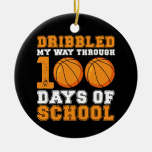 Dribbled My Way Through 100 Days School Basketball Ceramic Tree Decoration