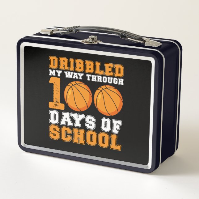 Dribbled My Way Through 100 Days School Basketball Metal Lunch Box (Front)